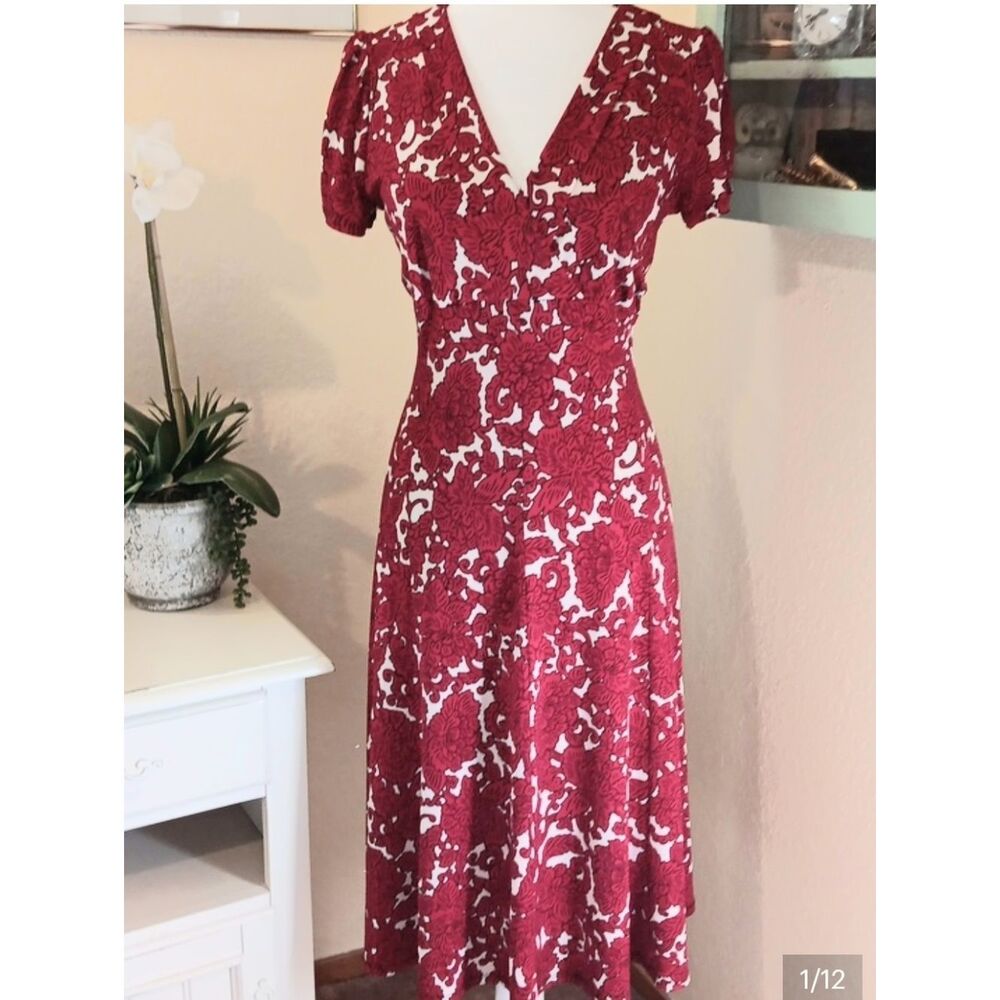 Lily Bold Red Dress. Fit And Flare, Bold Graphics